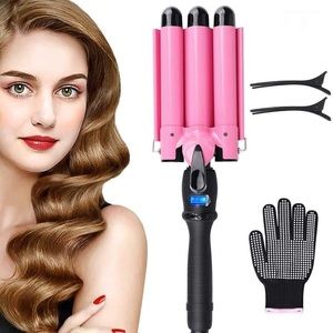 Pink 3 barrels curling Iron
